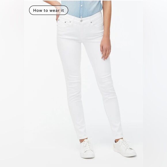 J Crew Factory NWT 8" Mid Rise White Skinny Jean Size 27 in Signature Stretch - Picture 1 of 9